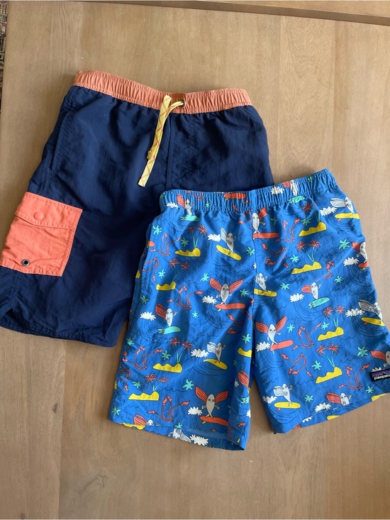 Patagonia Other - Patagonia Boys' Navy & Blue Print Swim Shorts Set